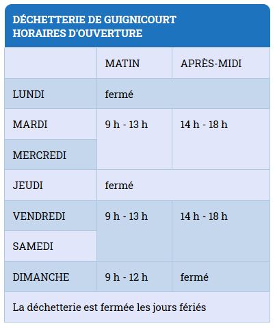 horaire déchetterie